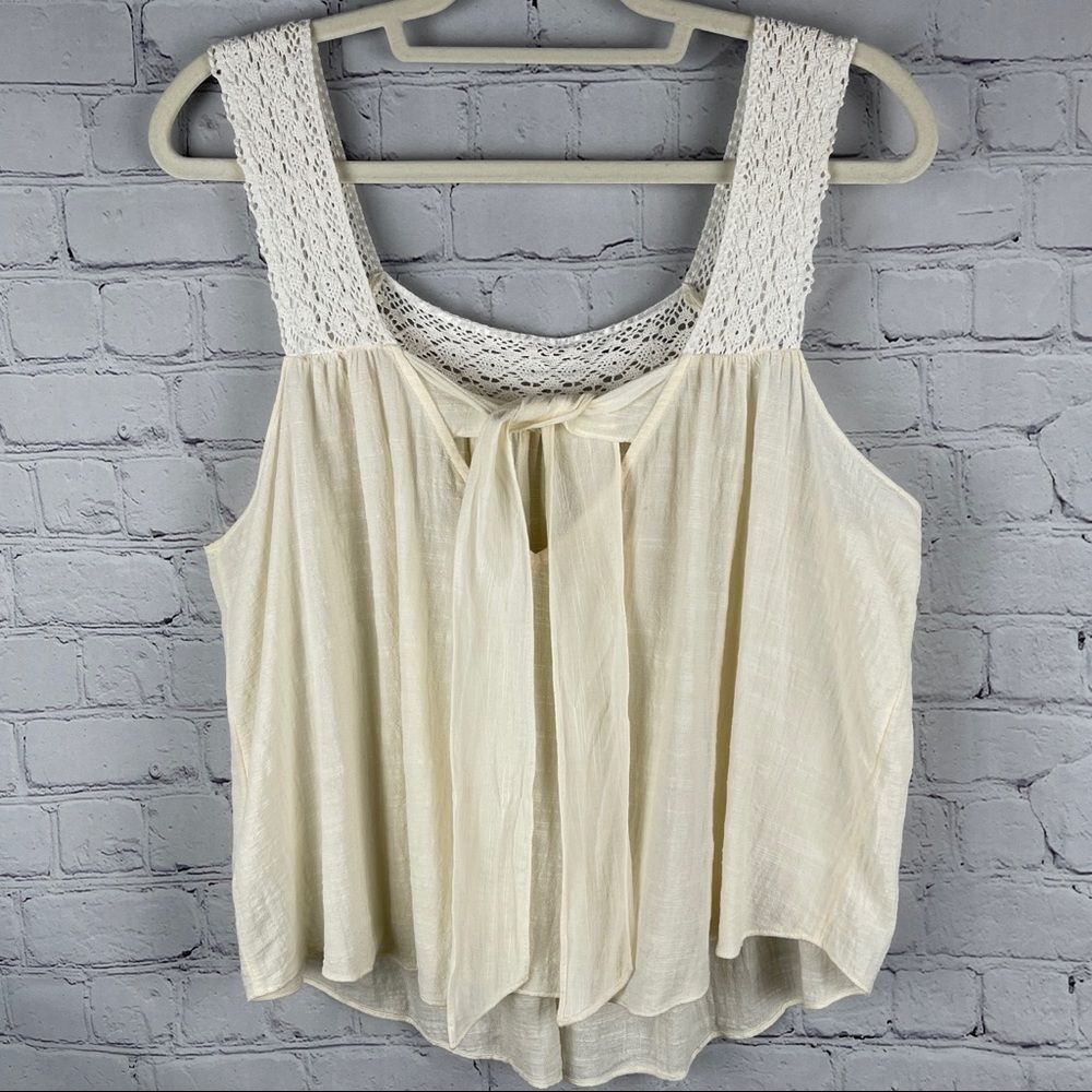 MADEWELL lightweight cotton blend beige crochet tie-back tank top, size XL - Picture 9 of 16